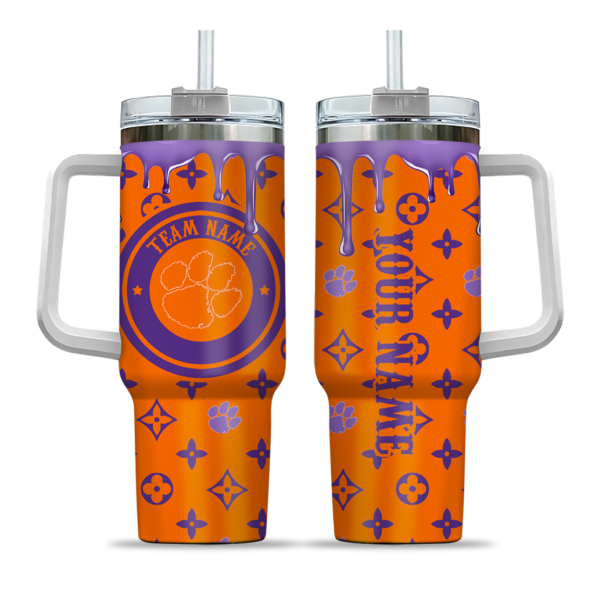customized clemson tigers bullseye drips orange curved tumbler best selling