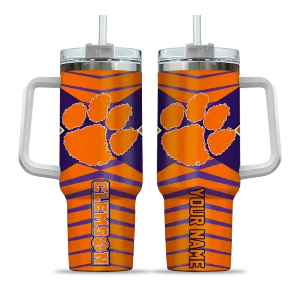 customized clemson tigers chevron layers orange curved tumbler best selling