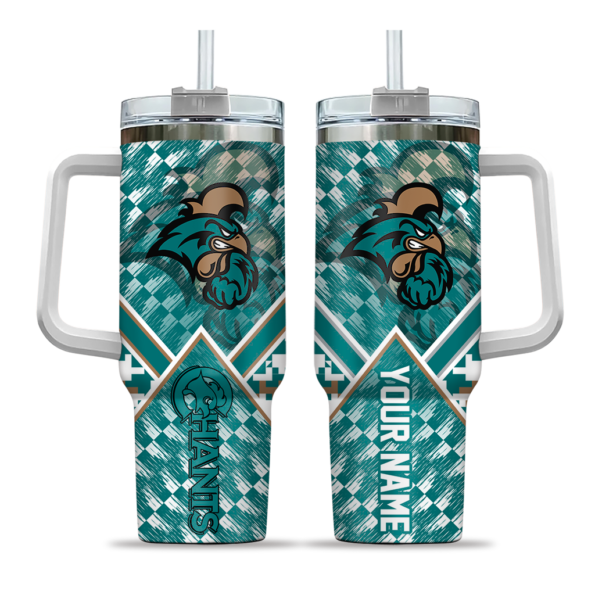 customized coastal carolina chanticleers chevron angle green curved tumbler best selling