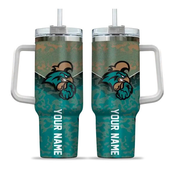 customized coastal carolina chanticleers chevron stripe green curved tumbler best selling