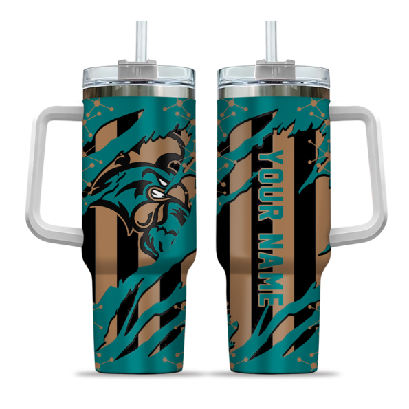 customized coastal carolina chanticleers claw cut green black curved tumbler best selling