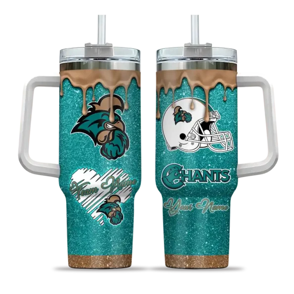 customized coastal carolina chanticleers heart helmet motif green curved tumbler best selling
