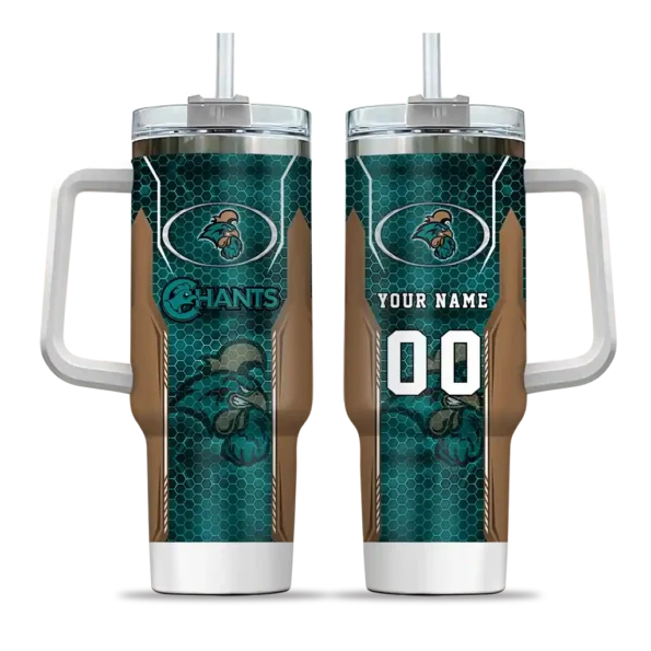 customized coastal carolina chanticleers hexagon armor green curved tumbler best selling