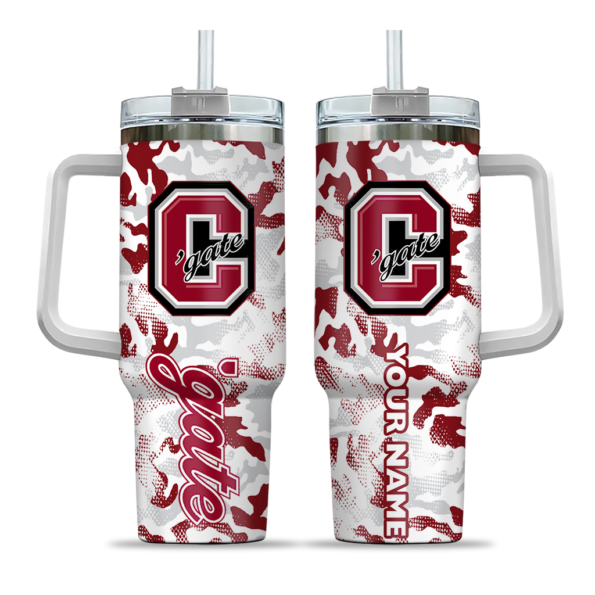 customized colgate raiders camo mashup maroon white curved tumbler best selling