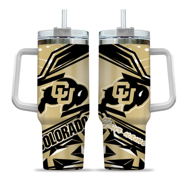 customized colorado buffaloes abstract paths gold curved tumbler best selling