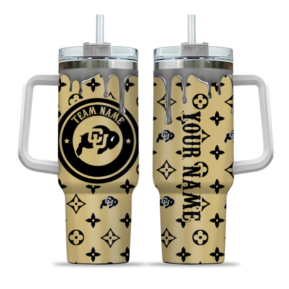 customized colorado buffaloes bullseye drips gold curved tumbler best selling
