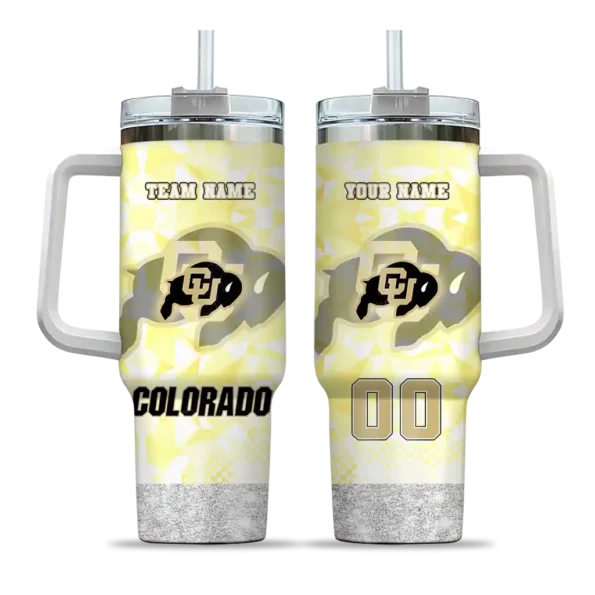 customized colorado buffaloes geometric prism gold curved tumbler best selling