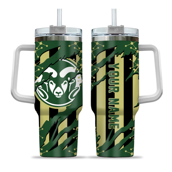 customized colorado state rams claw cut green black curved tumbler best selling