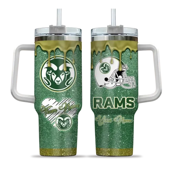 customized colorado state rams heart helmet motif green curved tumbler best selling