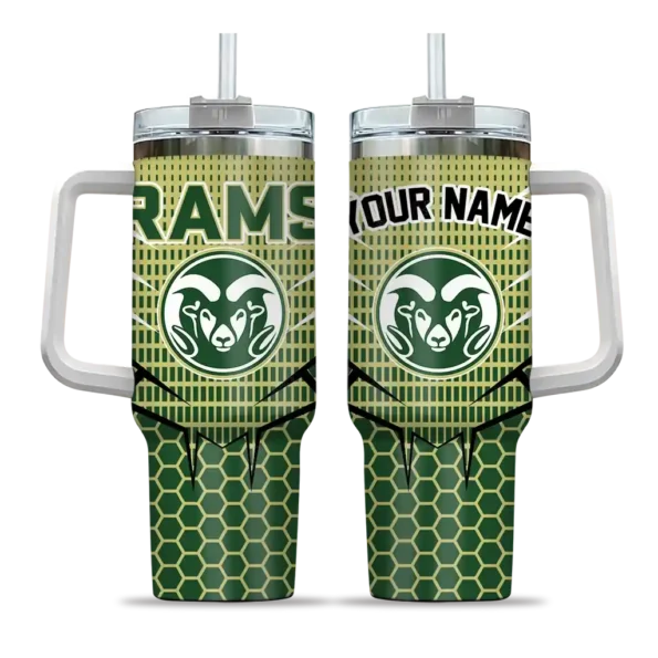 customized colorado state rams hex texture green curved tumbler best selling