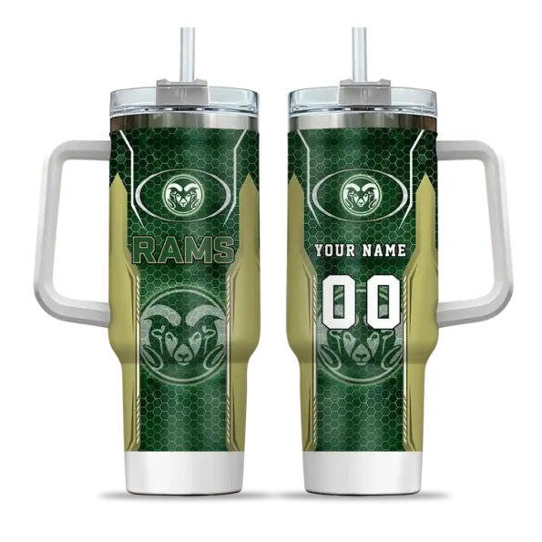 customized colorado state rams hexagon armor green curved tumbler best selling
