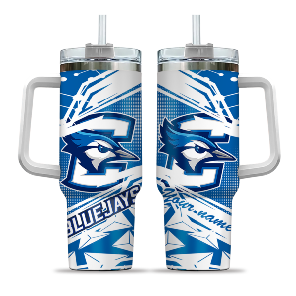 customized creighton bluejays abstract paths blue curved tumbler best selling