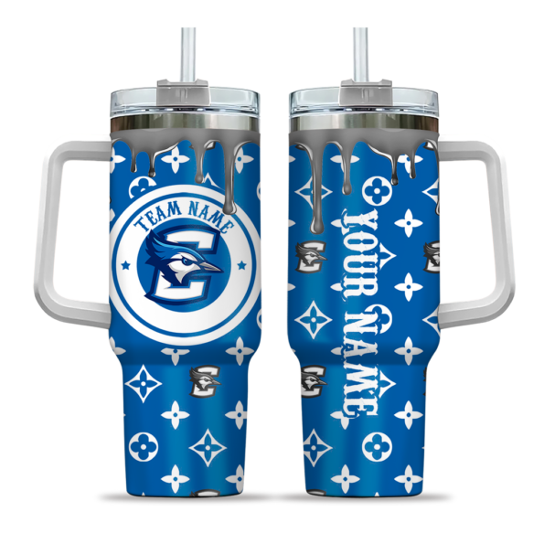 customized creighton bluejays bullseye drips blue curved tumbler best selling