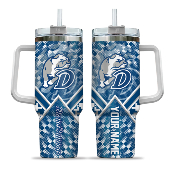 customized drake bulldogs chevron angle blue curved tumbler best selling