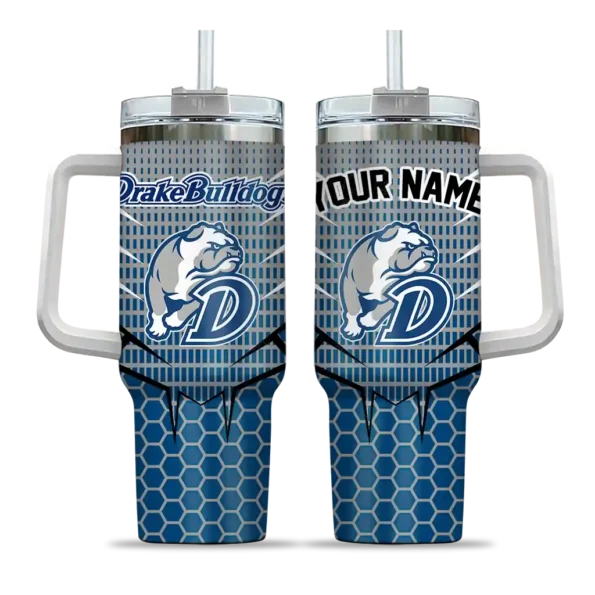 customized drake bulldogs hex texture blue curved tumbler best selling