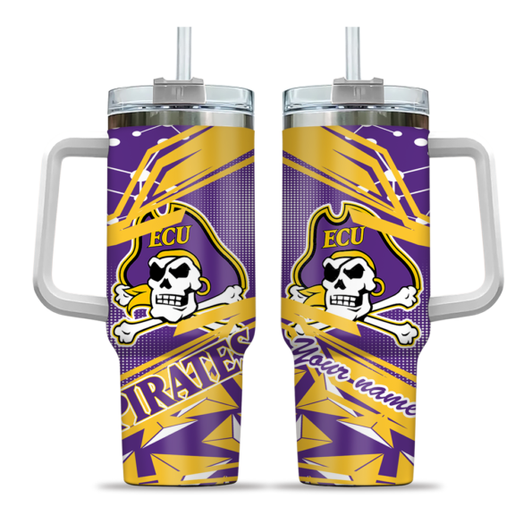customized east carolina pirates abstract paths purple curved tumbler best selling