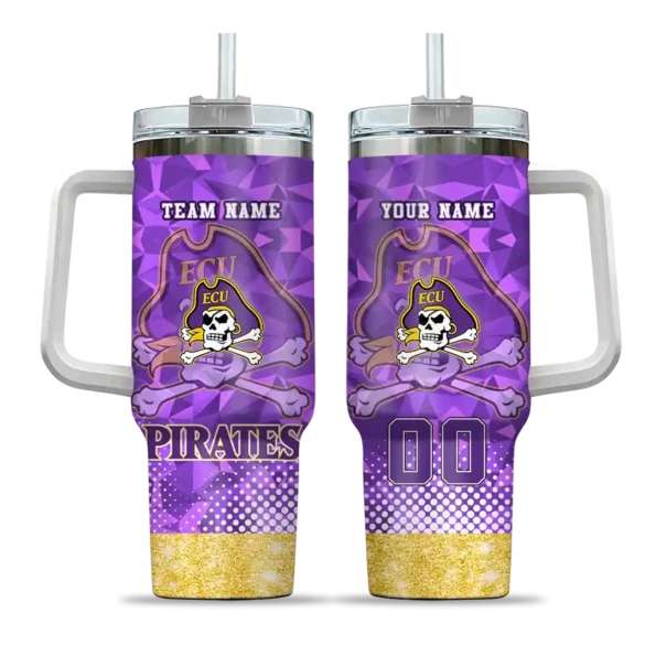 customized east carolina pirates geometric prism purple curved tumbler best selling