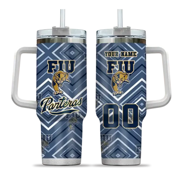 customized fiu panthers bold diamonds blue curved tumbler best selling