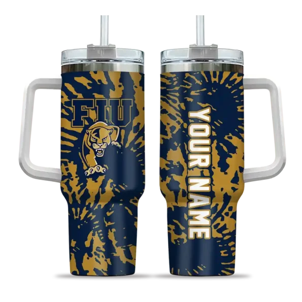 customized fiu panthers burst swirl blue curved tumbler best selling