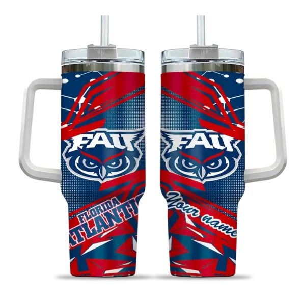 customized florida atlantic owls abstract paths blue curved tumbler best selling.webp