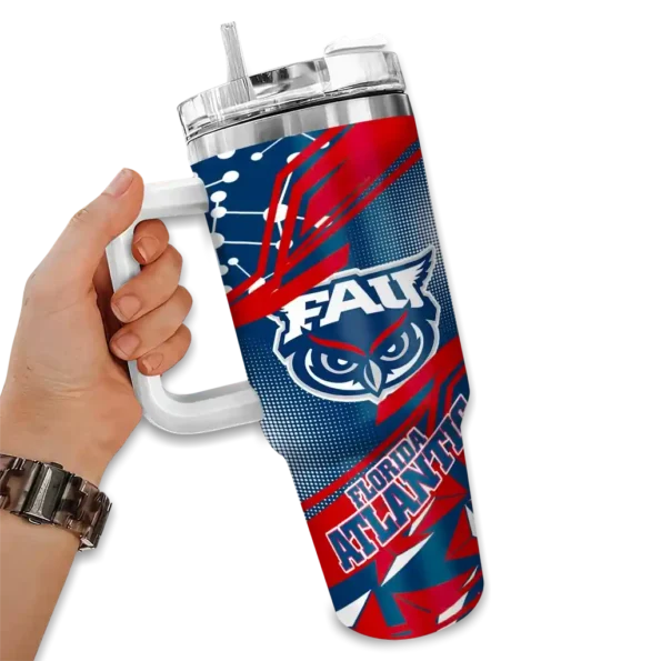 customized florida atlantic owls abstract paths blue curved tumbler fashion forward.webp