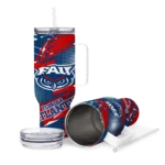 customized florida atlantic owls abstract paths blue curved tumbler best selling.webp