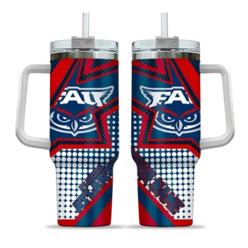 customized florida atlantic owls arrow burst blue curved tumbler best selling.webp