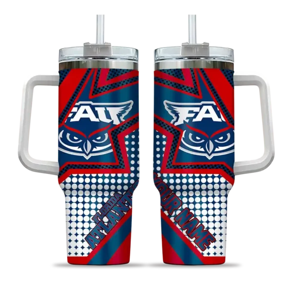 customized florida atlantic owls arrow burst blue curved tumbler best selling.webp
