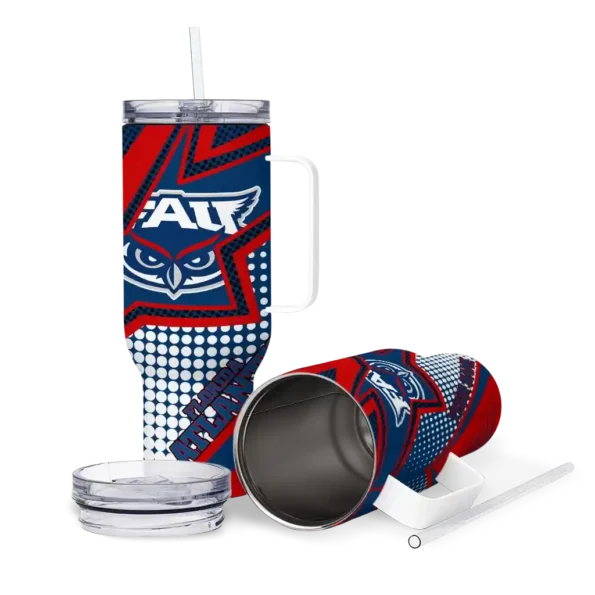 customized florida atlantic owls arrow burst blue curved tumbler high quality.webp
