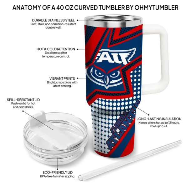 customized florida atlantic owls arrow burst blue curved tumbler new arrival.webp