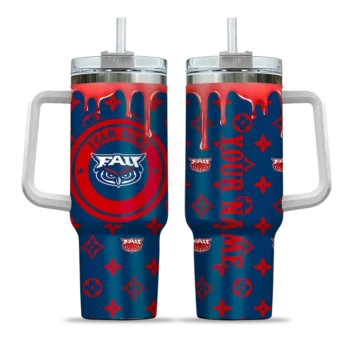 customized florida atlantic owls bullseye drips blue curved tumbler best selling.webp