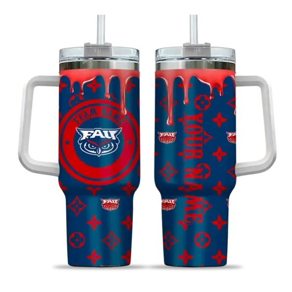 customized florida atlantic owls bullseye drips blue curved tumbler best selling.webp