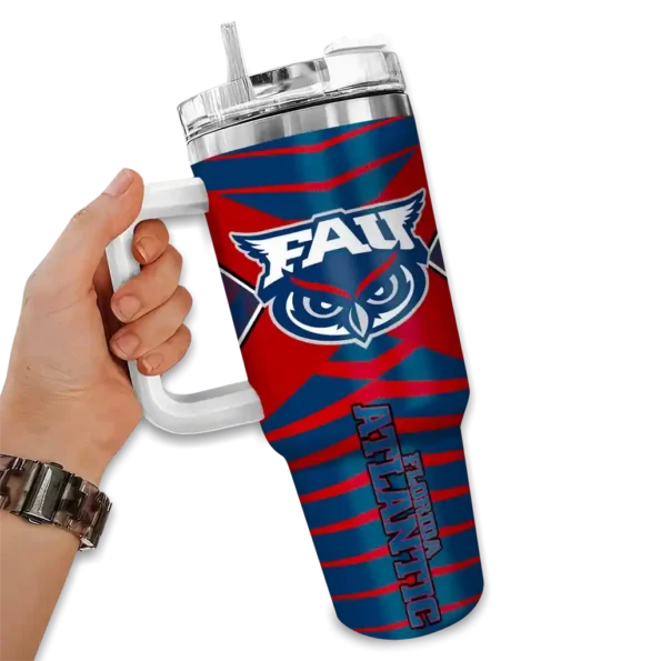 customized florida atlantic owls chevron layers blue curved tumbler fashion forward.webp