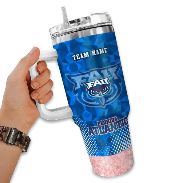 customized florida atlantic owls geometric prism blue curved tumbler fashion forward.webp