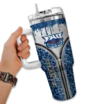 customized florida atlantic owls leopard zipper blue curved tumbler best selling.webp