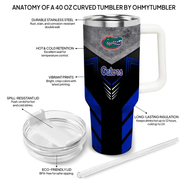customized florida gators arrow armor blue black curved tumbler new arrival.webp