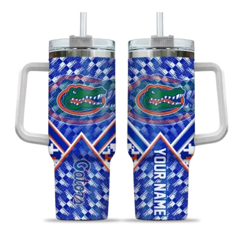 customized florida gators chevron angle blue curved tumbler best selling.webp
