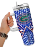 customized florida gators chevron angle blue curved tumbler best selling.webp