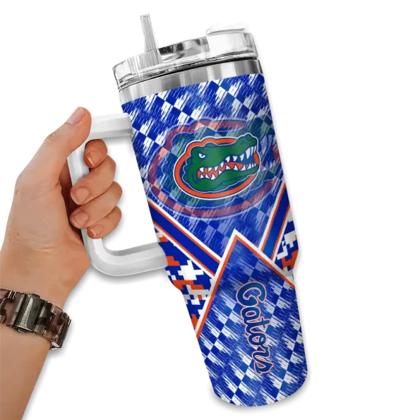 customized florida gators chevron angle blue curved tumbler fashion forward.webp