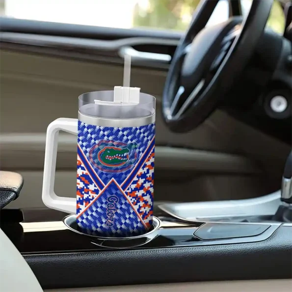 customized florida gators chevron angle blue curved tumbler trendy.webp