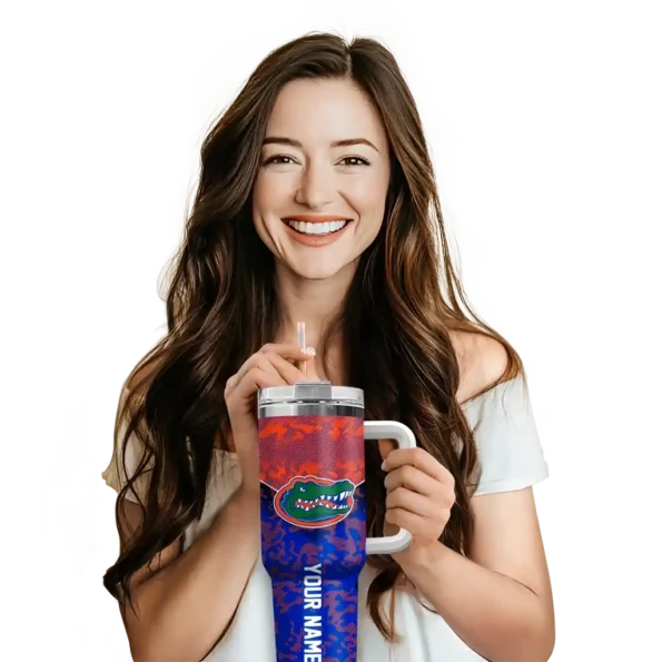customized florida gators chevron stripe blue curved tumbler premium grade.webp