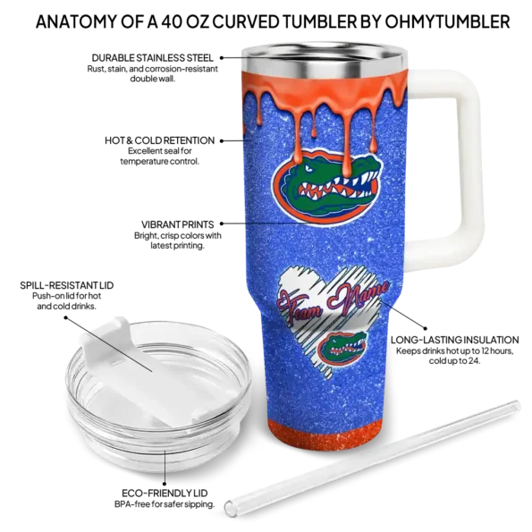customized florida gators heart helmet motif blue curved tumbler new arrival.webp