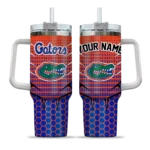 customized florida gators hex texture blue curved tumbler best selling.webp