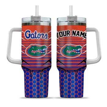 customized florida gators hex texture blue curved tumbler best selling.webp