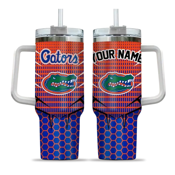 customized florida gators hex texture blue curved tumbler best selling.webp