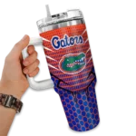 customized florida gators hex texture blue curved tumbler best selling.webp