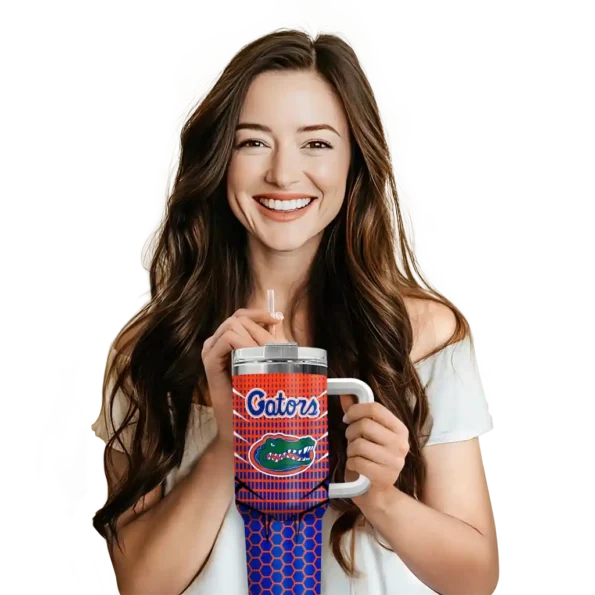 customized florida gators hex texture blue curved tumbler premium grade.webp