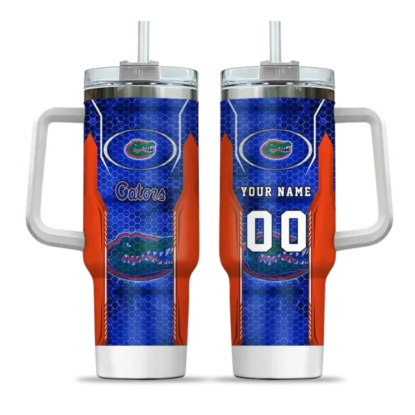 customized florida gators hexagon armor blue curved tumbler best selling.webp