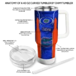 customized florida gators hexagon armor blue curved tumbler best selling.webp