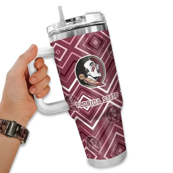 customized florida state seminoles bold diamonds garnet curved tumbler fashion forward.webp